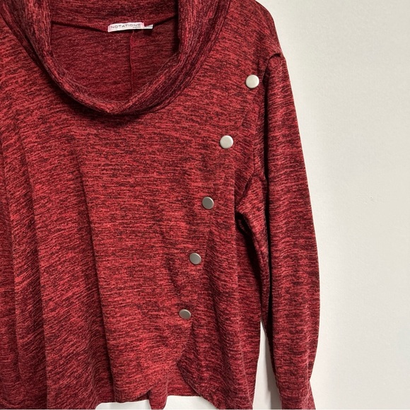 Notations Women's 1X Pullover Cowl Neck Sweater Red Black Buttons Coquette Artsy - Picture 6 of 14